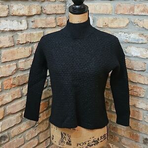 Vince black funnel neck cropped wool blend sweater size Medium